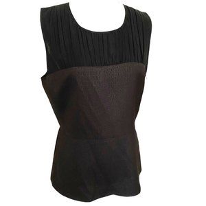 CAbi Size 8 #3080 Black Sleeveless Bustier Top Reptile Print Sheer Inset NEW